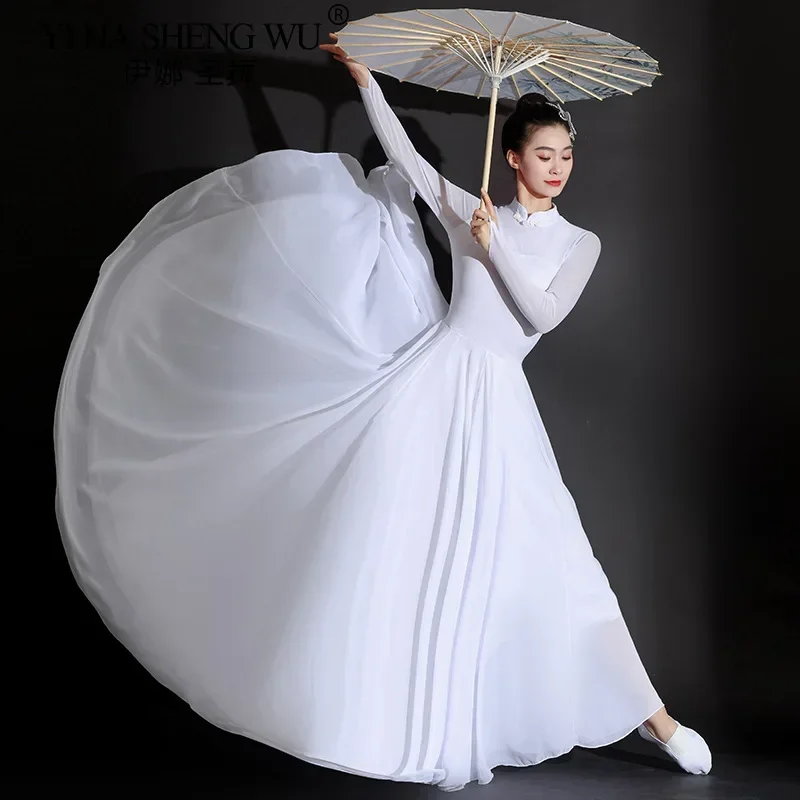 Китайский классический танцевальный костюм для женщин: платье из шифона с высокой талией и разрезом для выступлений, тренировок и танцевальных представлений
Китайский классический танцевальный костюм для женщин: платье из шифона с высокой талией и разрезом для выступлений, тренировок и танцевальных представлений