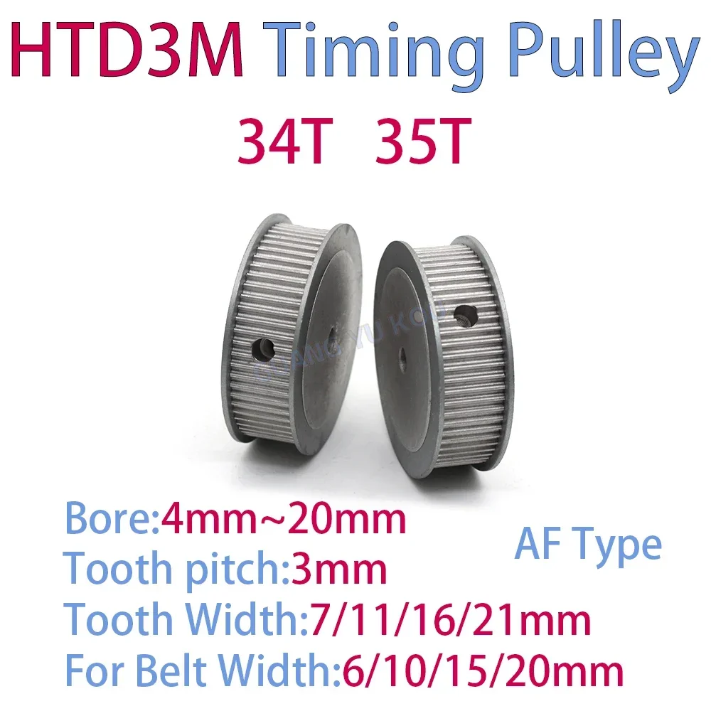 HTD 3M 34/35 Teeth AF Type Synchronous Timing Pulley Bore 4mm-20mm for Belt Width 6/10/15/20mm - Precision Drive Pulley
HTD 3M 34/35 Teeth AF Type Synchronous Timing Pulley Bore 4mm-20mm for Belt Width 6/10/15/20mm - Precision Drive Pulley