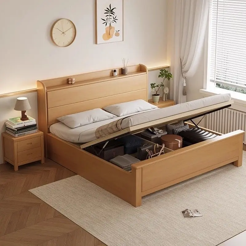 Beech solid wood bed 1.35 master bedroom with lamp log modern simple 1.2 meters single bed
Beech solid wood bed 1.35 master bedroom with lamp log modern simple 1.2 meters single bed