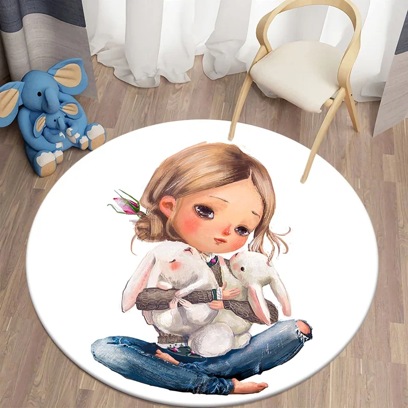 Animal Kawaii Girls Printed Round Carpet for Living Room Rugs Camping Picnic Mat Flannel Anti-Slip Rug Yoga Mat Machine Washable
Animal Kawaii Girls Printed Round Carpet for Living Room Rugs Camping Picnic Mat Flannel Anti-Slip Rug Yoga Mat Machine Washable