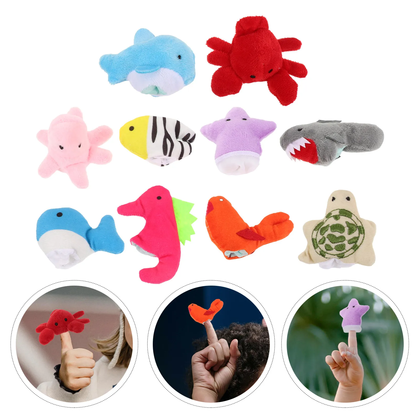 10Pcs Ocean Animal Finger Puppets Set Dolphin Turtle Crab Octopus Whale Shark Jellyfish Seahorse Cloth Soft 6-10Cm Kids
10Pcs Ocean Animal Finger Puppets Set Dolphin Turtle Crab Octopus Whale Shark Jellyfish Seahorse Cloth Soft 6-10Cm Kids