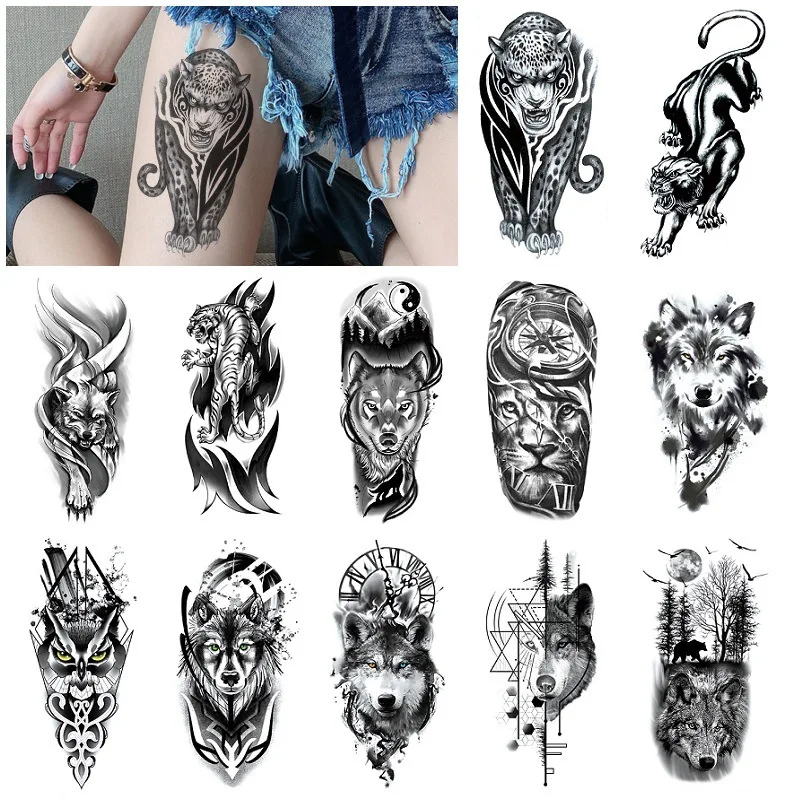 12Pcs Black Animal Temporary Tattoo Sticker Set Wolf Owl Arms Legs Realistic Fake Tattoo Body Art For Women Men Party Supplies
12Pcs Black Animal Temporary Tattoo Sticker Set Wolf Owl Arms Legs Realistic Fake Tattoo Body Art For Women Men Party Supplies
