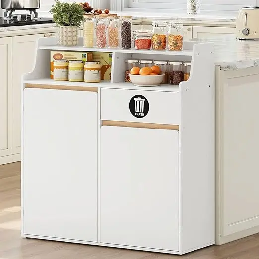 Double Trash Cabinet, 20 Gallon Trash Storage Kitchen Trash Can Cabinet, Removable Shel & Anti-Tip Kit, Hidden Trash Storage wit
Double Trash Cabinet, 20 Gallon Trash Storage Kitchen Trash Can Cabinet, Removable Shel & Anti-Tip Kit, Hidden Trash Storage wit