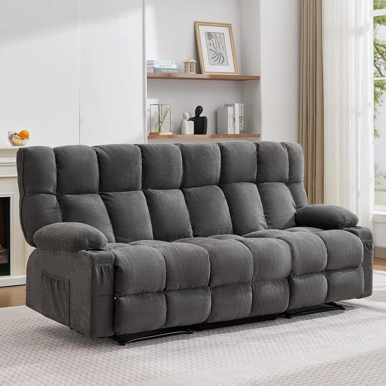 Oversized 3-Seater Recliner Sofa, Big Large Reclining Sofa with Cup Holders & Side Pockets, Traditional Manual Recliner, Custom
Oversized 3-Seater Recliner Sofa, Big Large Reclining Sofa with Cup Holders & Side Pockets, Traditional Manual Recliner, Custom