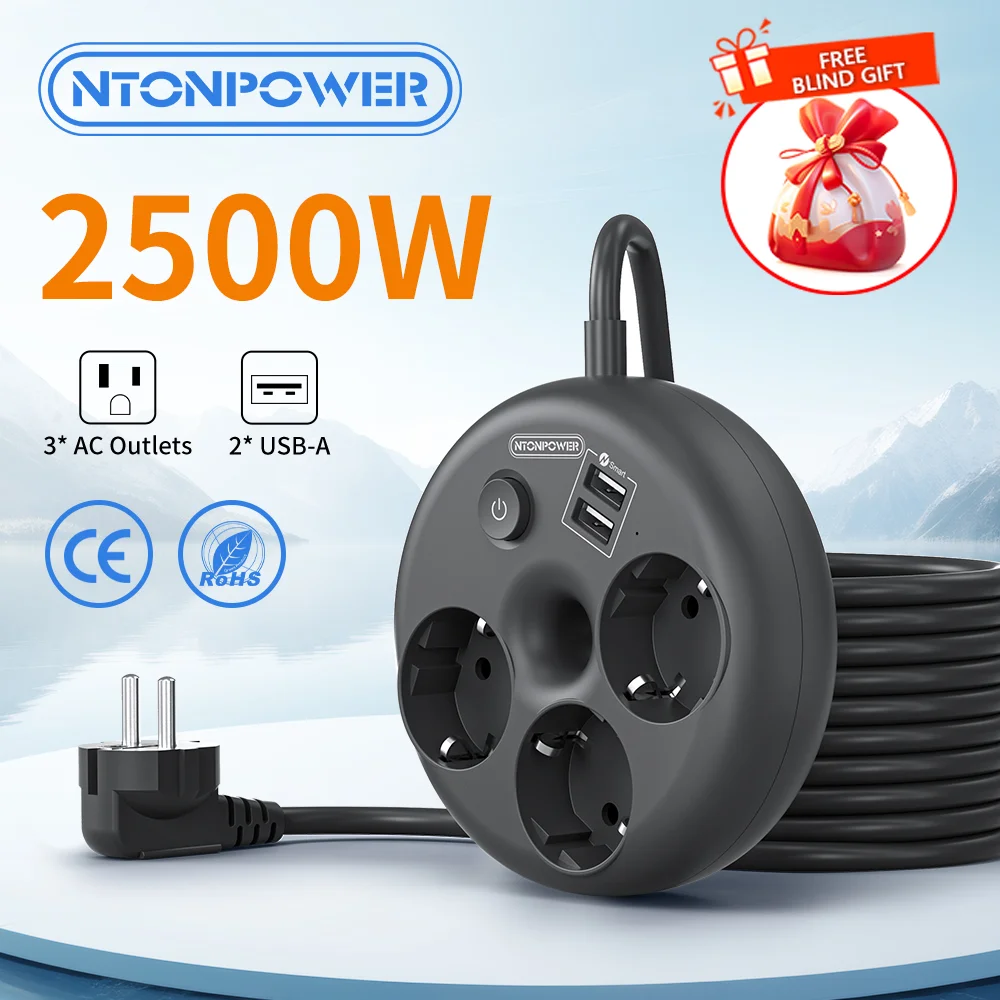 NTONPOWER 3 AC Outlet Power Strip USB PortsMultiprise Smart Home Extension Cord Portable Travel Electrical Socket Network Filter
NTONPOWER 3 AC Outlet Power Strip USB PortsMultiprise Smart Home Extension Cord Portable Travel Electrical Socket Network Filter