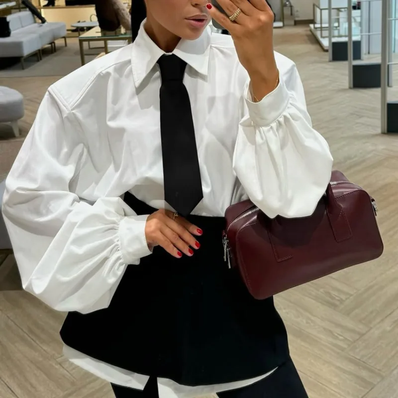 Women's 2026 New Shirt Dress Set White Blouse with Tie & Waistband Layered Black Mini Skirt Chic Preppy Style Casual Outfits
Women's 2026 New Shirt Dress Set White Blouse with Tie & Waistband Layered Black Mini Skirt Chic Preppy Style Casual Outfits