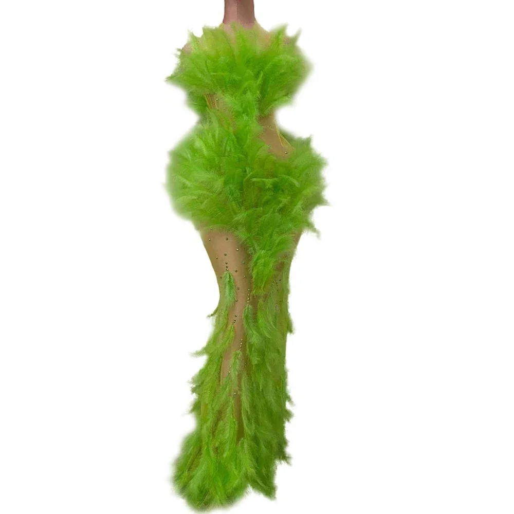 Sexy Green Feather Dresses Women Summer See-througth Mesh Outfits Dress Lady Nightclub Party Stage Wear Singer Costume Celebrate
Sexy Green Feather Dresses Women Summer See-througth Mesh Outfits Dress Lady Nightclub Party Stage Wear Singer Costume Celebrate