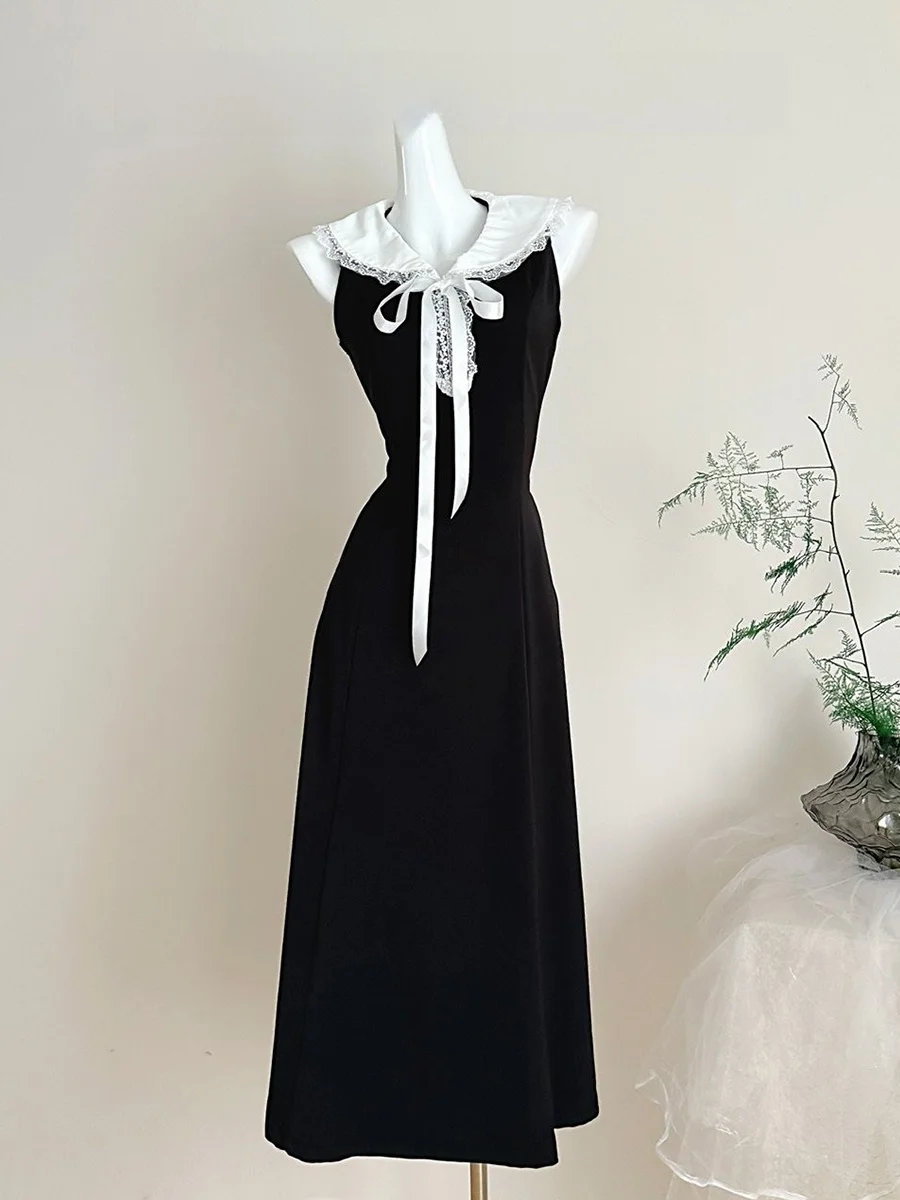 Luckymann Hepburn Vintage Missy Color Block Collar in Waist Sleeveless Dress Elegant Lady Style Polyester Fiber Summer Dress
Luckymann Hepburn Vintage Missy Color Block Collar in Waist Sleeveless Dress Elegant Lady Style Polyester Fiber Summer Dress