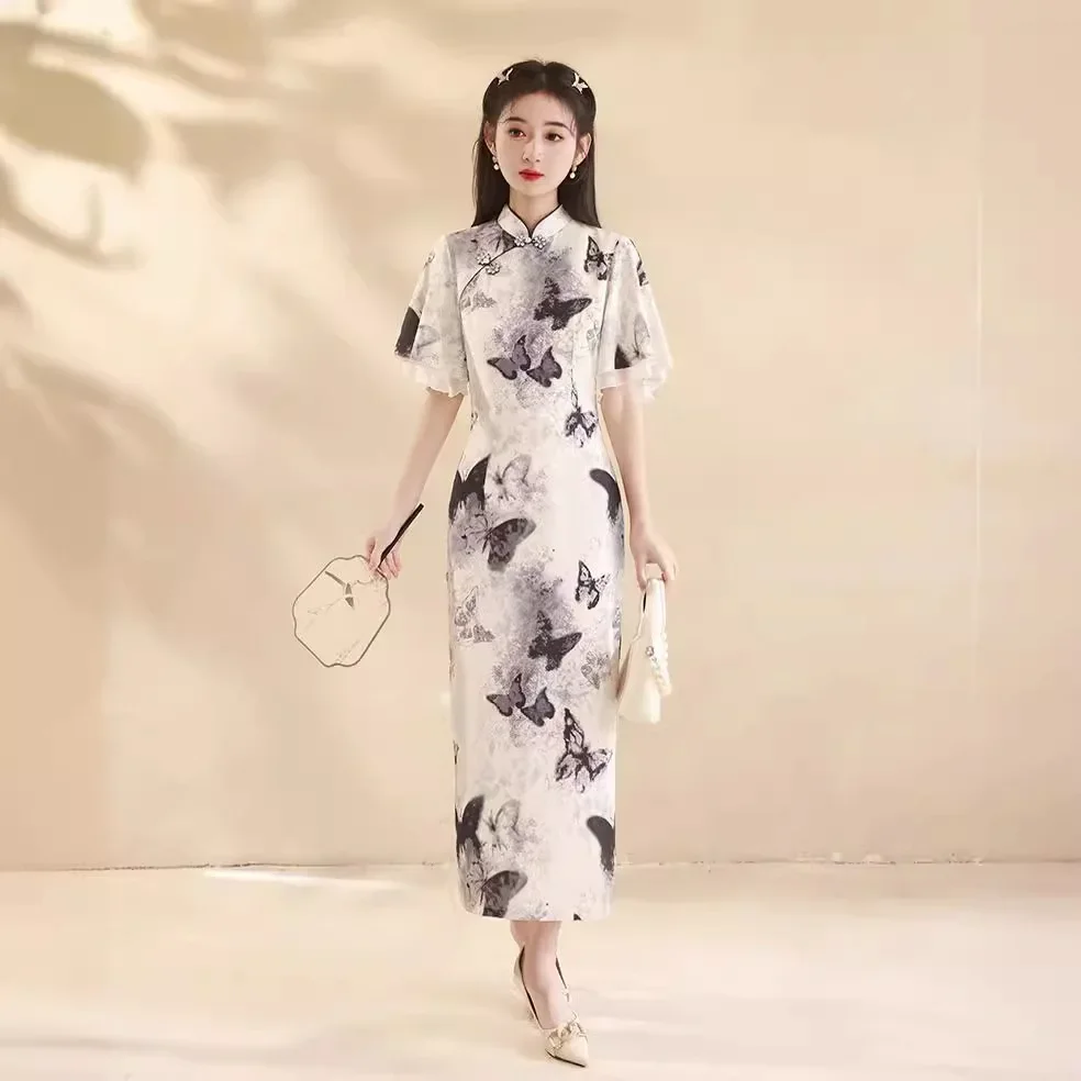 Yourqipao Summer Improved Cheongsam Daily Butterfly Slim Big Sleeves Qipao Chinese Style Fashion Retro Dress for Women
Yourqipao Summer Improved Cheongsam Daily Butterfly Slim Big Sleeves Qipao Chinese Style Fashion Retro Dress for Women