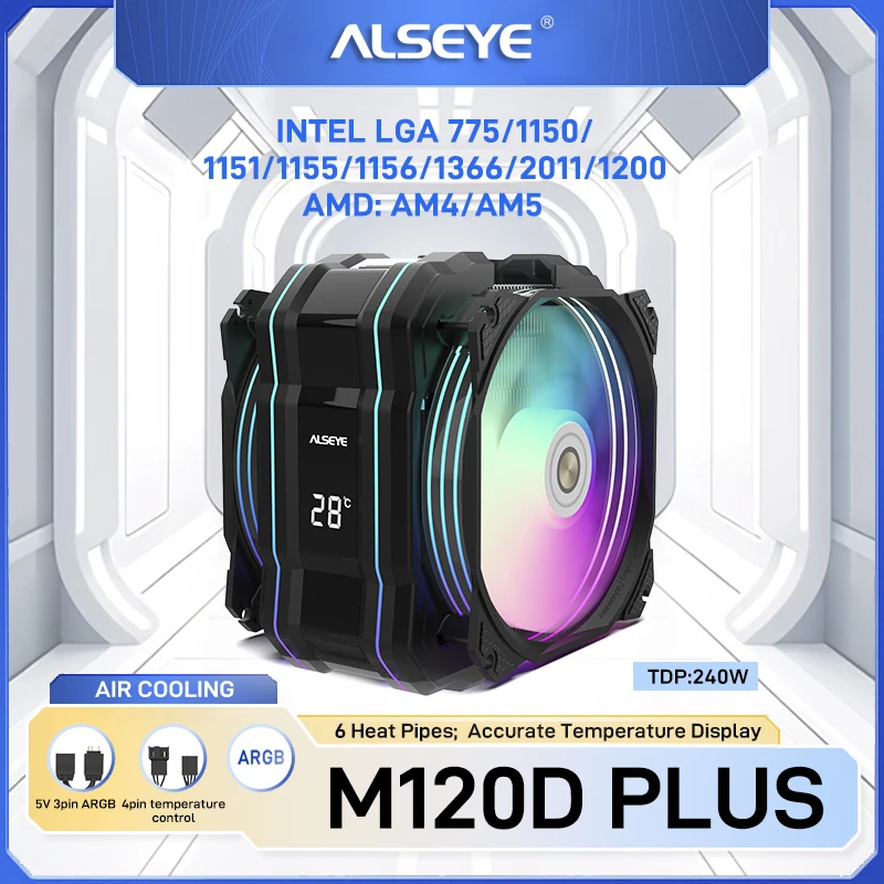 ALSEYE CPU Cooler Argb 120mm PWM Cooler 6Heat-Pipe for Intel LGA1700 Top Cover Lighting Temperature Display Argb for Pc
ALSEYE CPU Cooler Argb 120mm PWM Cooler 6Heat-Pipe for Intel LGA1700 Top Cover Lighting Temperature Display Argb for Pc