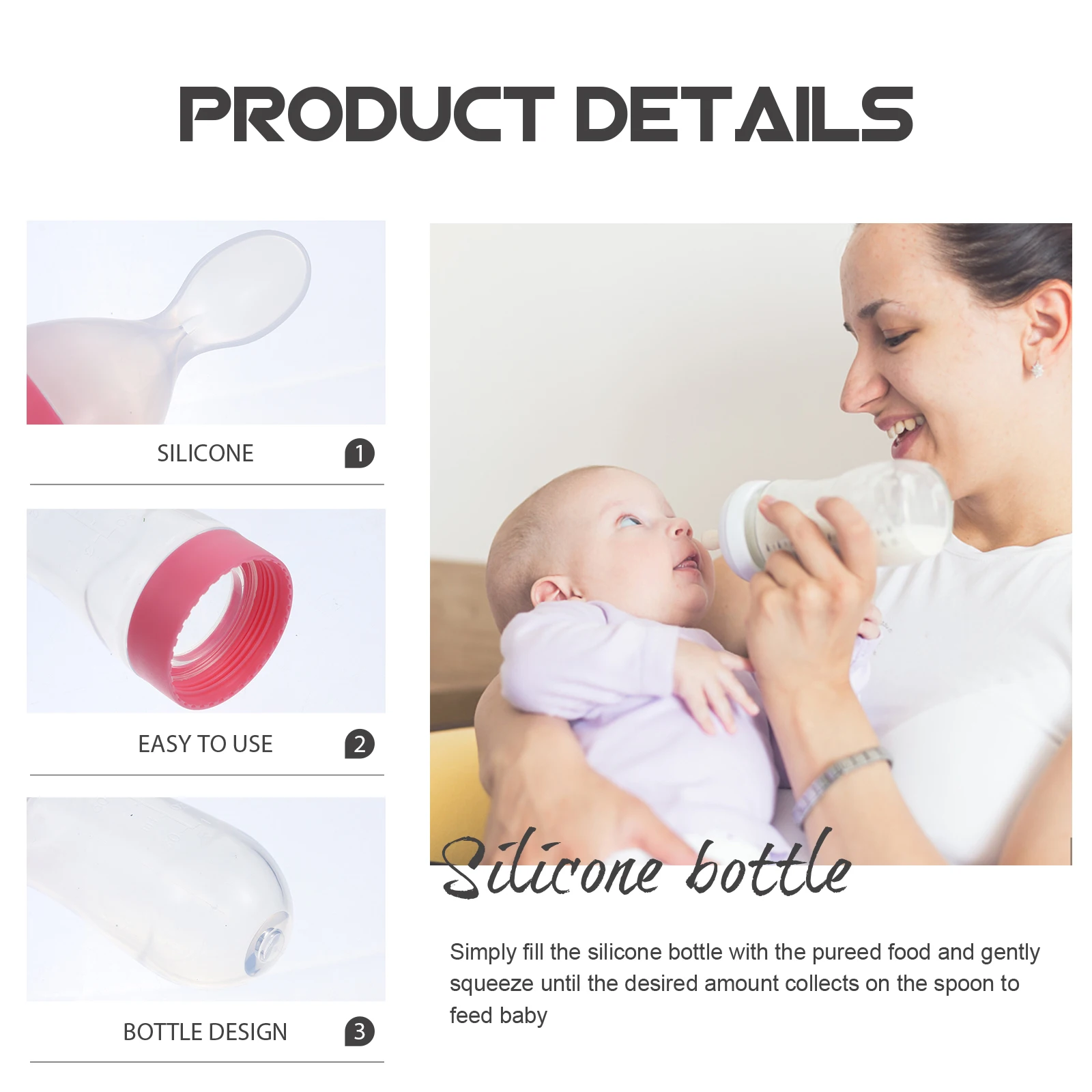 3pcs Rice Cereal Bottle Baby Tableware Tools Squeezing Feeding Weaning Food Supplement Feeder Infant Silicone Safe Easy Control
3pcs Rice Cereal Bottle Baby Tableware Tools Squeezing Feeding Weaning Food Supplement Feeder Infant Silicone Safe Easy Control