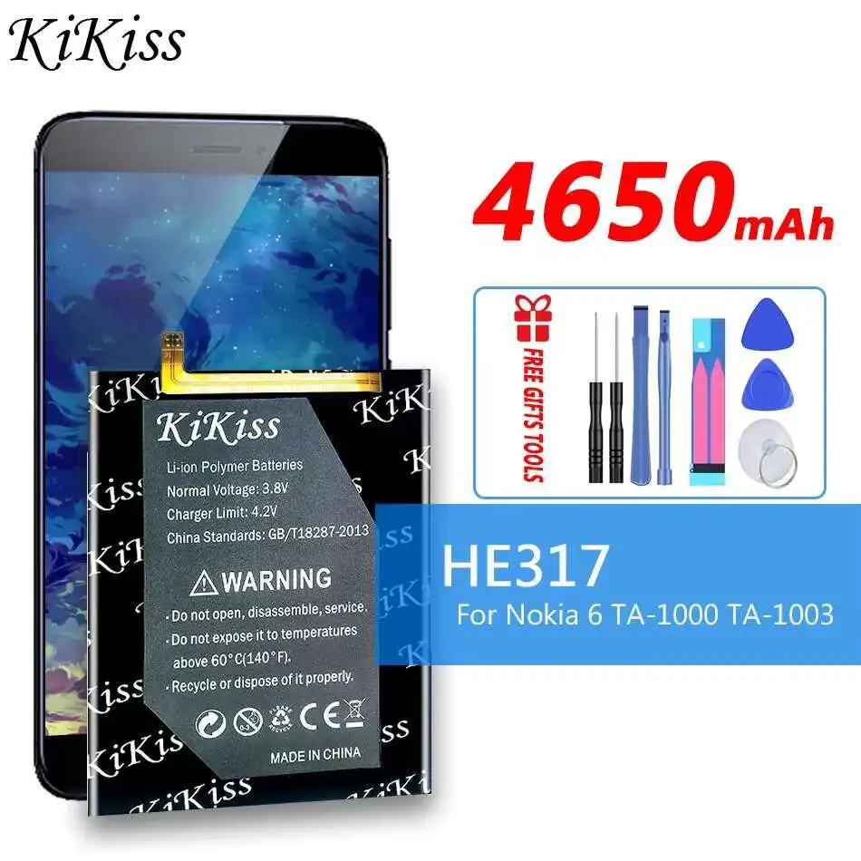 Аккумулятор мобильного телефона HE317 4650 мАч для Nokia 6 nokia6 N6 TA-1000 TA-1003 TA-1021 TA-1025 TA-1033 TA-1039
Аккумулятор мобильного телефона HE317 4650 мАч для Nokia 6 nokia6 N6 TA-1000 TA-1003 TA-1021 TA-1025 TA-1033 TA-1039