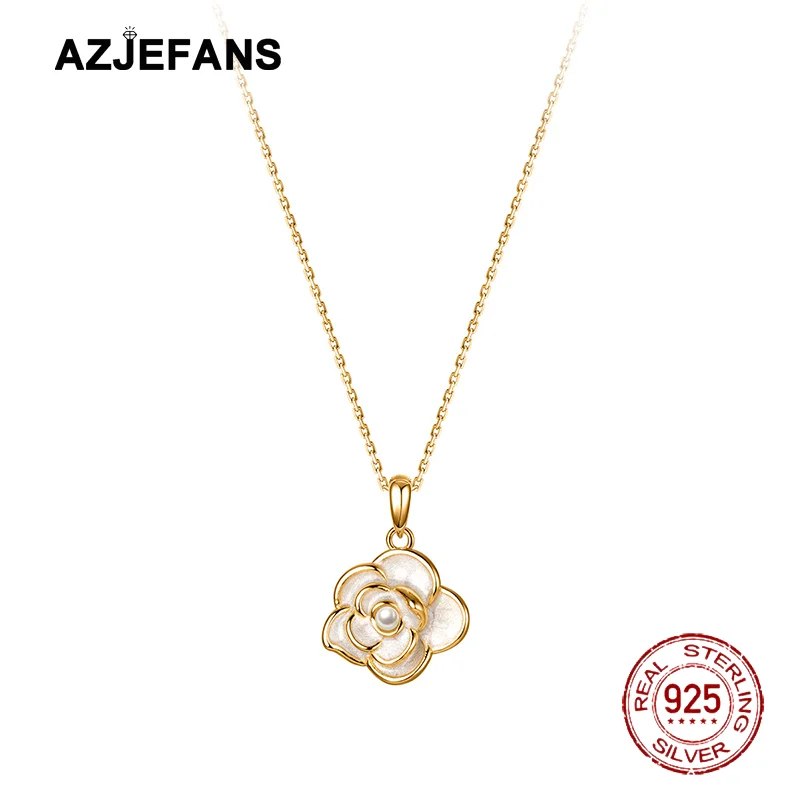 AZJEFANS 925 Sterling Silver White Camellia Flower 18K Plated Pendant Necklace Fine Jewelry
AZJEFANS 925 Sterling Silver White Camellia Flower 18K Plated Pendant Necklace Fine Jewelry