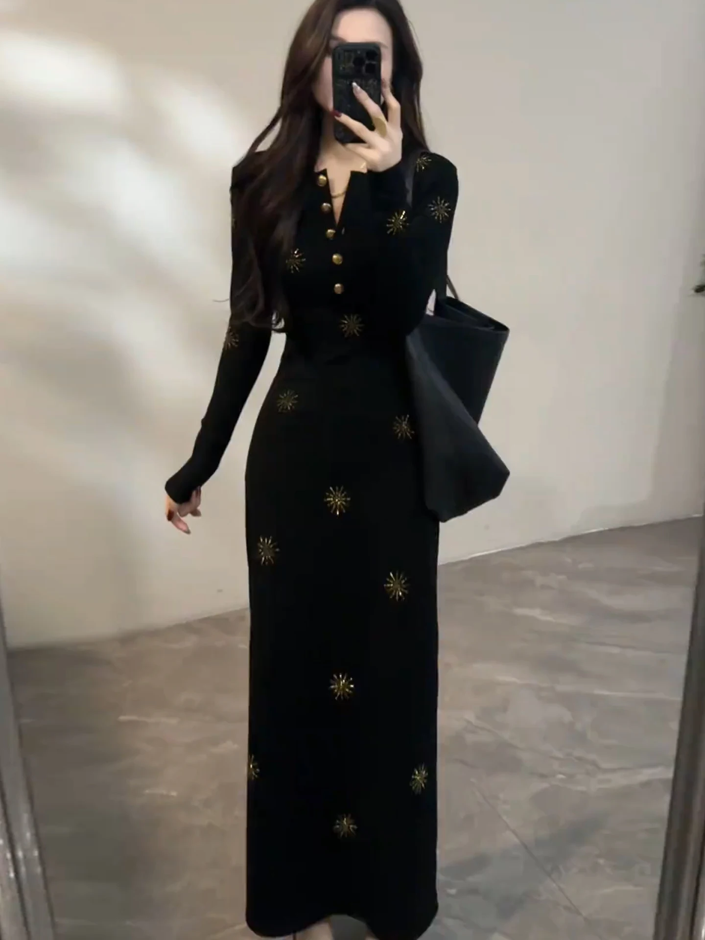 Elegant Diamond Embellished Slimming Waist Dress Women's Fashionable Luxury Style Long Sleeve round Neck Casual Dress
Elegant Diamond Embellished Slimming Waist Dress Women's Fashionable Luxury Style Long Sleeve round Neck Casual Dress