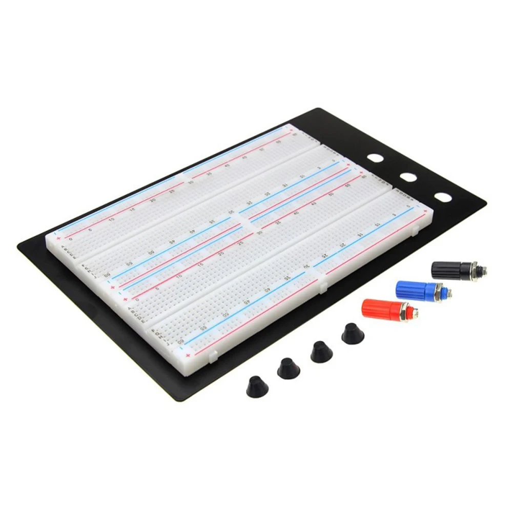 8Pcs/Set 1660 Solderless Breadboard Circuit Test Board 1660 Tie Points 3 Binding Posts With Terminals Gasket
8Pcs/Set 1660 Solderless Breadboard Circuit Test Board 1660 Tie Points 3 Binding Posts With Terminals Gasket