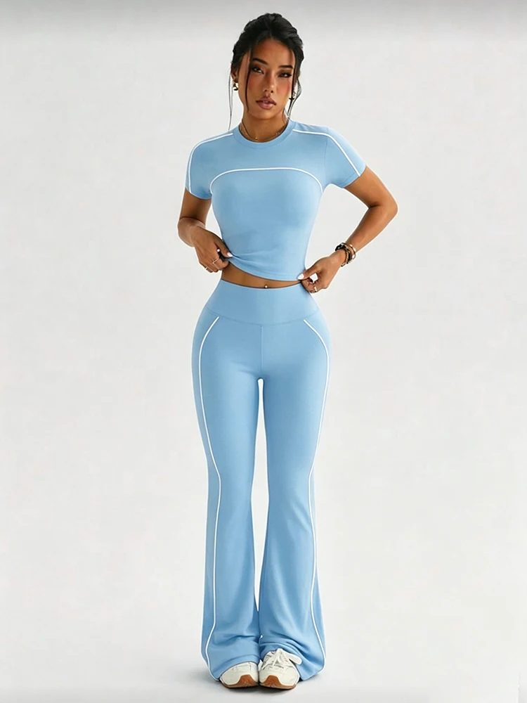 Sisterlinda Fashion 2 Piece Set Woman Line Patchwork o-Neck Short Sleeve Crop Tops+Elastic Waist Long Pants Casual Sporty Suits
Sisterlinda Fashion 2 Piece Set Woman Line Patchwork o-Neck Short Sleeve Crop Tops+Elastic Waist Long Pants Casual Sporty Suits