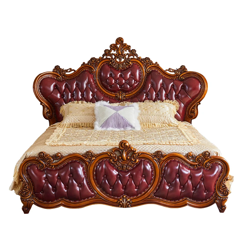 European-style double leather 1.8-meter bed, American-style villa luxury carved wedding master bedroom solid wood European
European-style double leather 1.8-meter bed, American-style villa luxury carved wedding master bedroom solid wood European