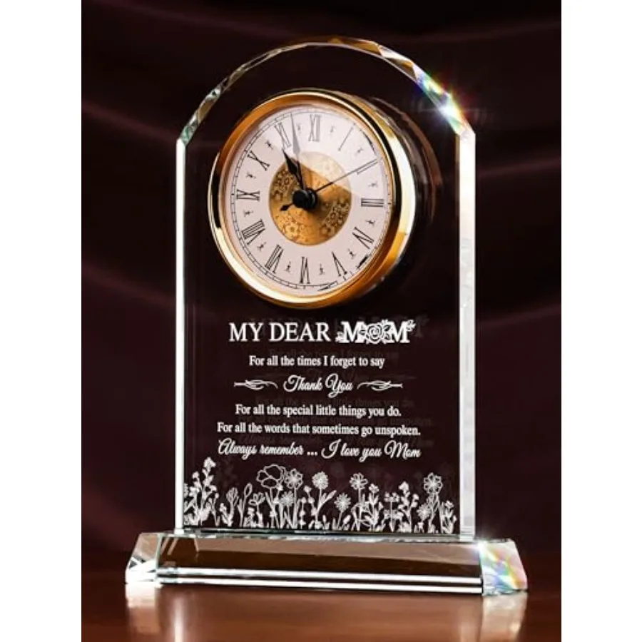 Crystal Gifts from Daughter or Son, Elegant Desk Clock with Base for Christmas Valentine Mother's Day, Birthday Keepsake Gift f
Crystal Gifts from Daughter or Son, Elegant Desk Clock with Base for Christmas Valentine Mother's Day, Birthday Keepsake Gift f