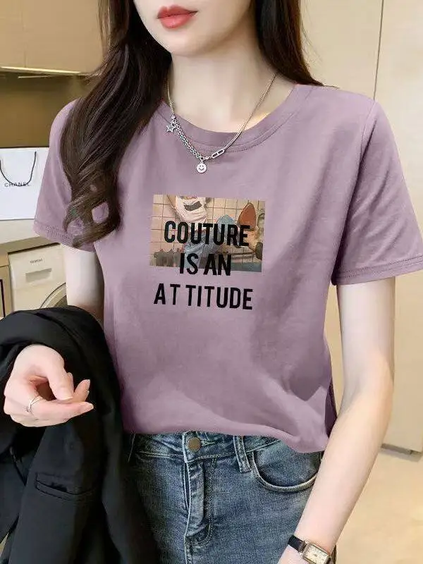 Fashionable round Neck Short Sleeve T-Shirt Women's Casual Style plus Size Summer Slimming Commute Top Mom's Trendy Clothing
Fashionable round Neck Short Sleeve T-Shirt Women's Casual Style plus Size Summer Slimming Commute Top Mom's Trendy Clothing