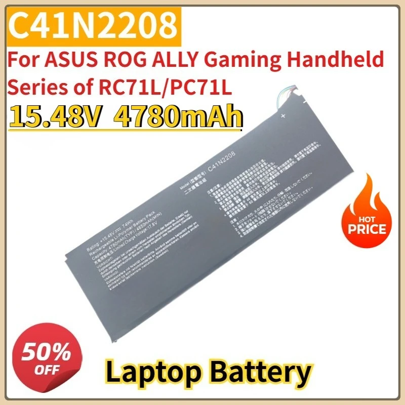 Новый сменный аккумулятор для ноутбука 15,48 В C41N2208 для игровой портативной серии ASUS ROG ALLY RC71L/PC71L расширяет емкость 74 Втч
Новый сменный аккумулятор для ноутбука 15,48 В C41N2208 для игровой портативной серии ASUS ROG ALLY RC71L/PC71L расширяет емкость 74 Втч