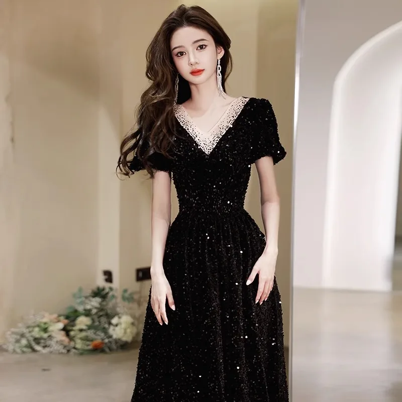 Shiny Black Sequined Evening Dress V-Neck Slim Fit Long Formal Gown Women Banquet Birthday Party Dresses Vestido
Shiny Black Sequined Evening Dress V-Neck Slim Fit Long Formal Gown Women Banquet Birthday Party Dresses Vestido