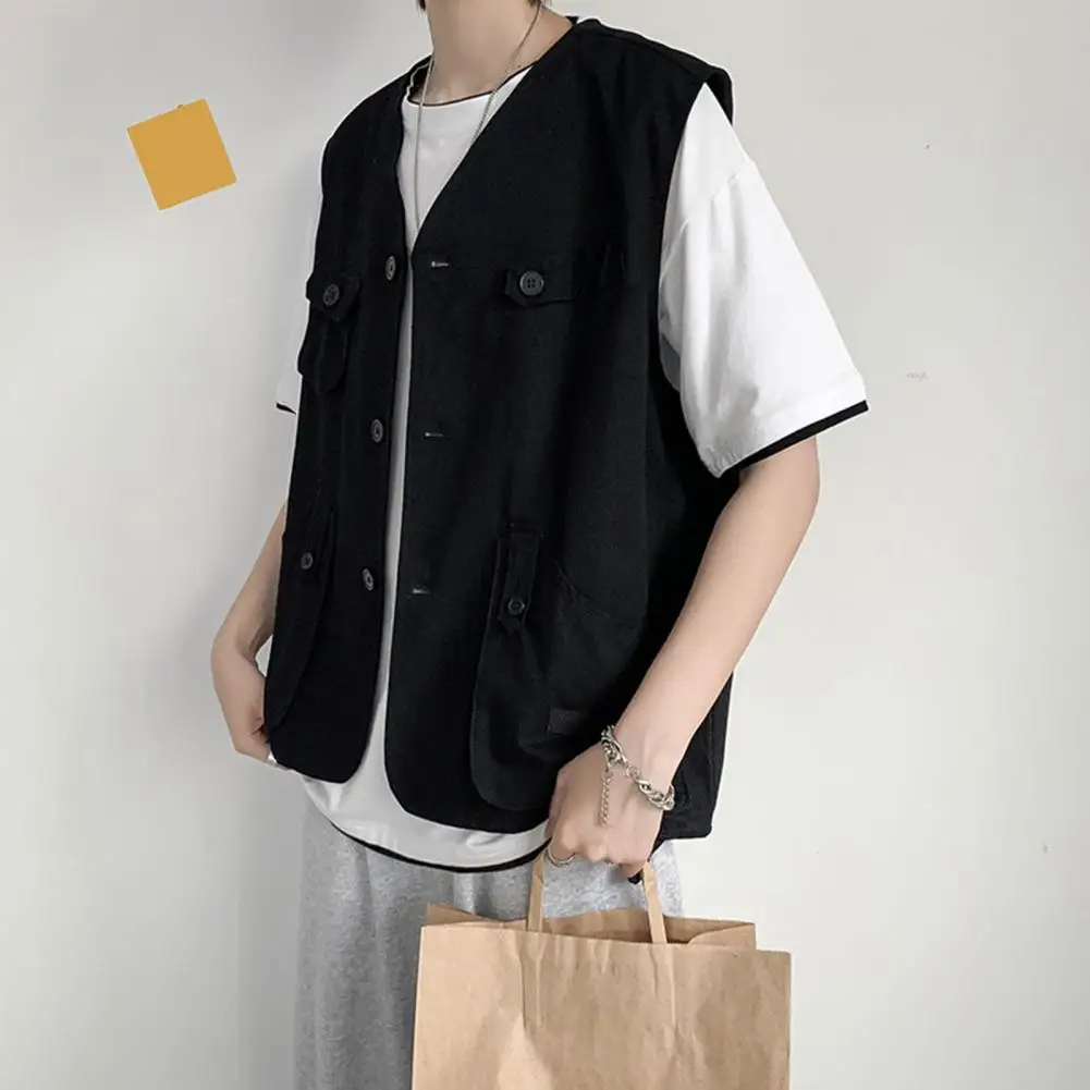 Sports Vest Men's Collarless Sleeveless Cargo Waistcoat with Multi Pockets Solid Color Outdoor Vest Coat for Casual Style Sports
Sports Vest Men's Collarless Sleeveless Cargo Waistcoat with Multi Pockets Solid Color Outdoor Vest Coat for Casual Style Sports