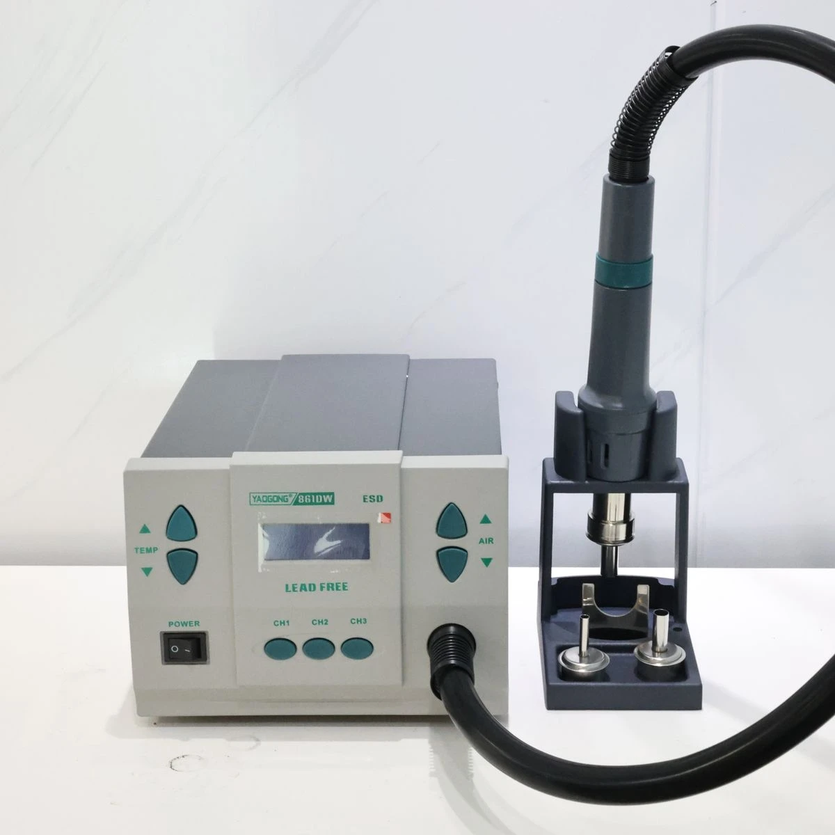 YAOGONG 861DW Rework Station Professional Phone Soldering Station Repair Tool With Replace Hot Gun Handle Core
YAOGONG 861DW Rework Station Professional Phone Soldering Station Repair Tool With Replace Hot Gun Handle Core