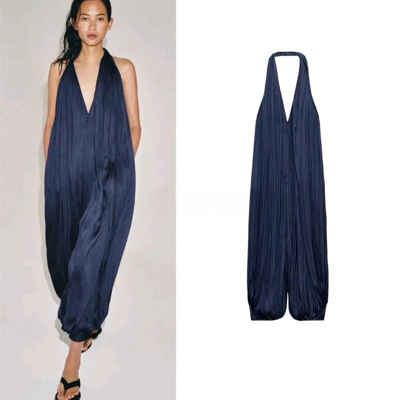 Summer New Women's Design Puffy Hem Neck Hanging Collar Romper Lantern Long Pants High Waist Straight Cut Polyester Fabric
Summer New Women's Design Puffy Hem Neck Hanging Collar Romper Lantern Long Pants High Waist Straight Cut Polyester Fabric