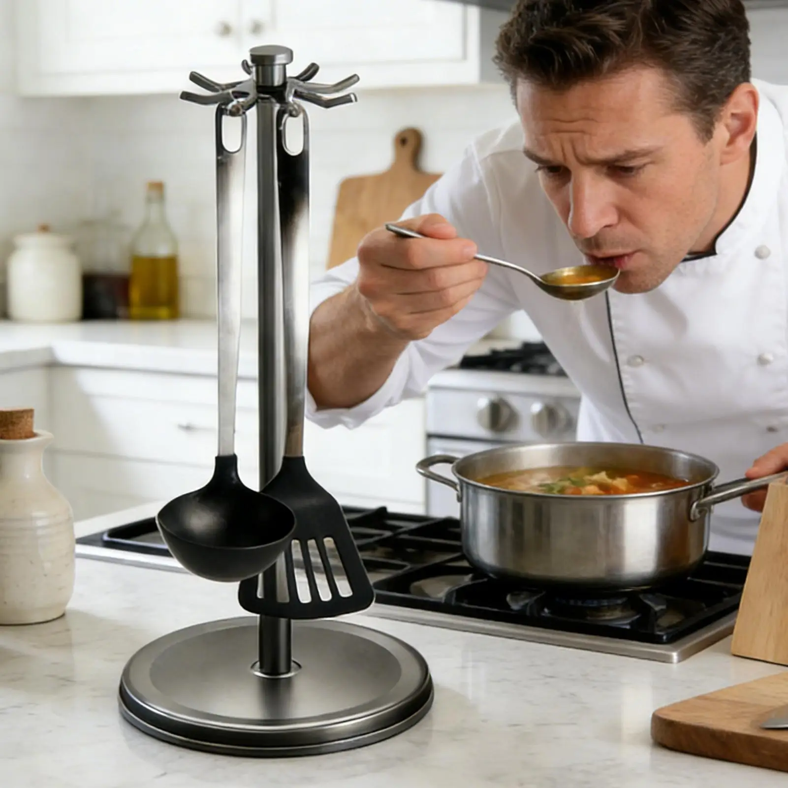 Вращающийся держатель для посуды с 8 крючками, стойка для лопаток, вращение на 360 градусов, держатель для посуды для перемешивания, домашний ресторан
Вращающийся держатель для посуды с 8 крючками, стойка для лопаток, вращение на 360 градусов, держатель для посуды для перемешивания, домашний ресторан