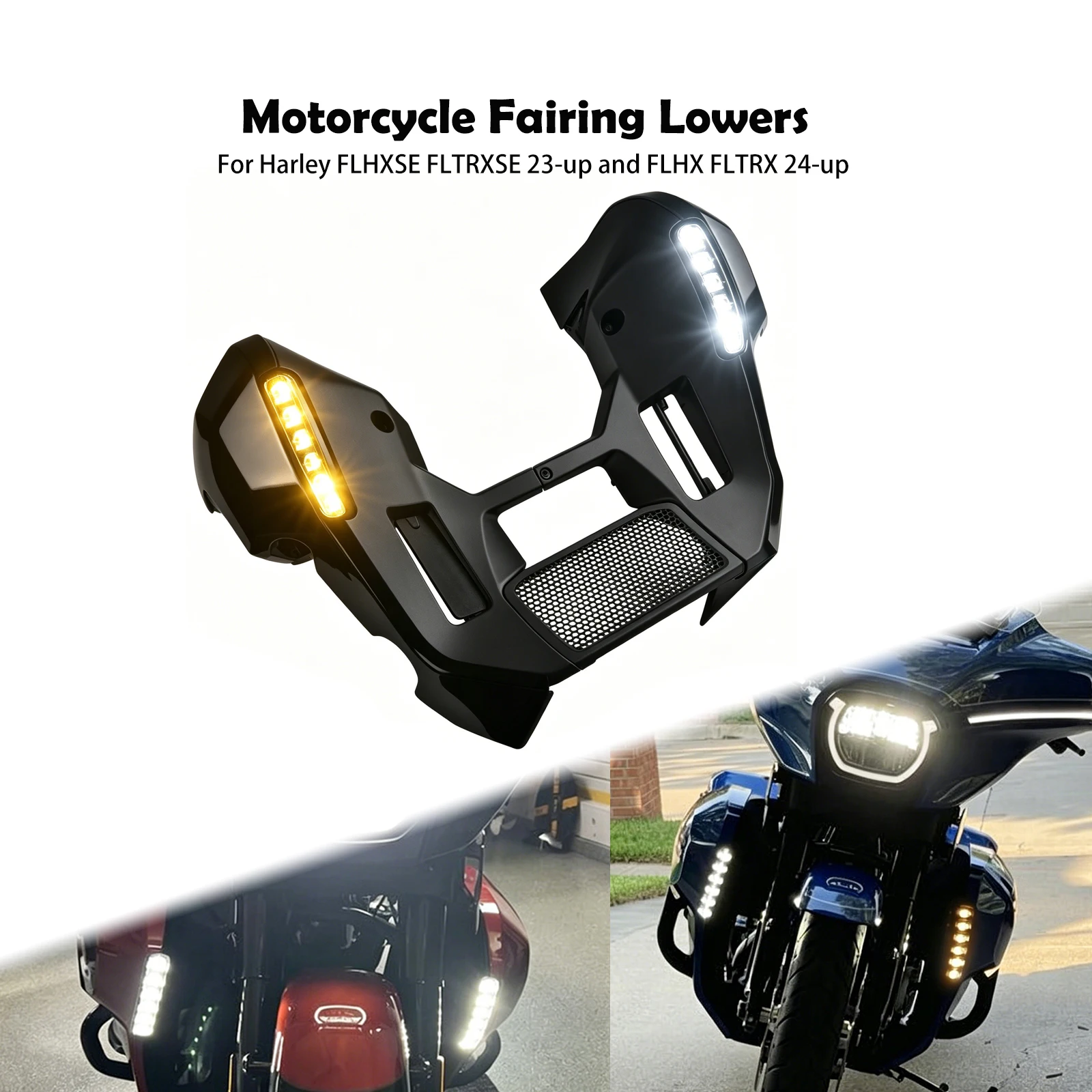 Motorcycle Fairing Lowers Cover Gloss Black Extended Chin Spoiler Set Kits For Harley Touring 2023-Up Road Street Glide FLHXSE
Motorcycle Fairing Lowers Cover Gloss Black Extended Chin Spoiler Set Kits For Harley Touring 2023-Up Road Street Glide FLHXSE