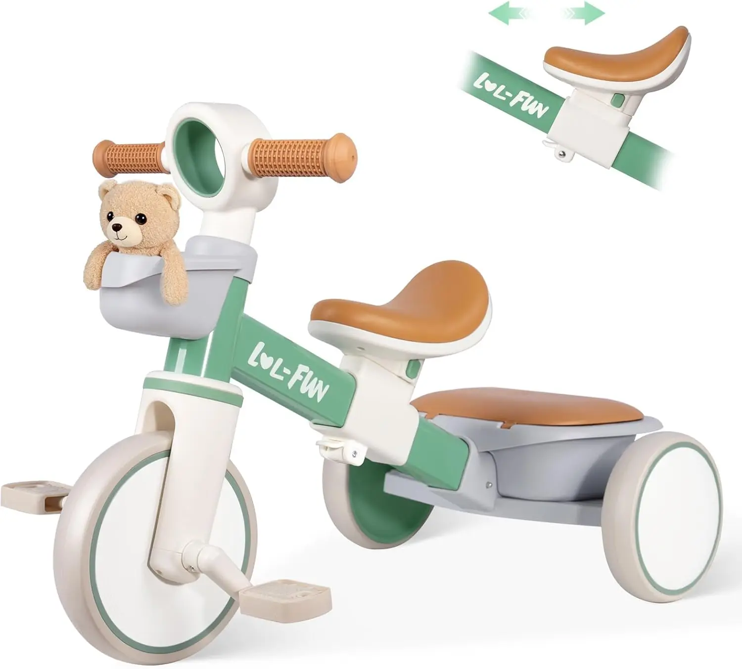 Tricycle for Toddlers 1-3, Adjustable Kids Bike with Storage Baskets & Removable Pedals for Ages 2-4
Tricycle for Toddlers 1-3, Adjustable Kids Bike with Storage Baskets & Removable Pedals for Ages 2-4