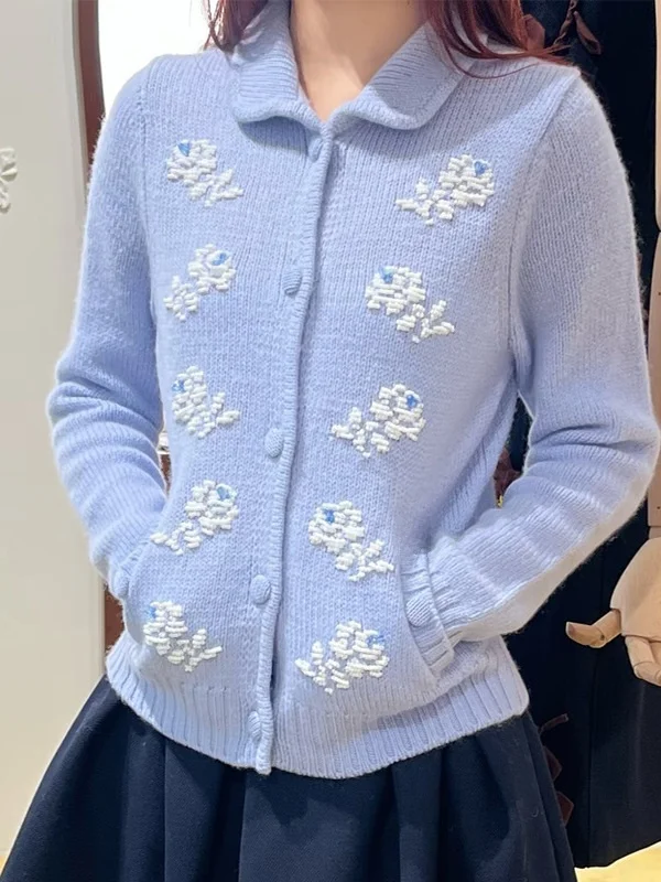 Shanghai Flower 25ss Knitted Sweater Bead Decoration Single Button Open Cardigan Women's Slim Fit Long Sleeve Winter Coat
Shanghai Flower 25ss Knitted Sweater Bead Decoration Single Button Open Cardigan Women's Slim Fit Long Sleeve Winter Coat