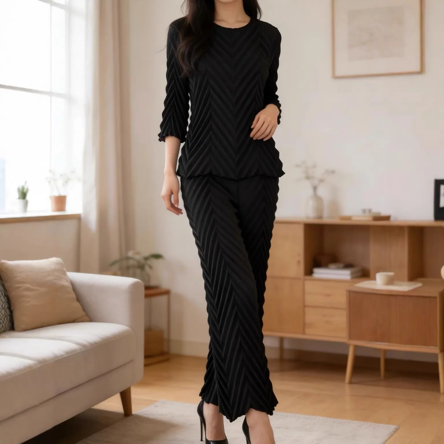 Miyake Pleated 2026 Suit Women Simple Design Sense Fashion Loose Casual A Whole Set of High-level Commuting Two-piece Set Pleat
Miyake Pleated 2026 Suit Women Simple Design Sense Fashion Loose Casual A Whole Set of High-level Commuting Two-piece Set Pleat