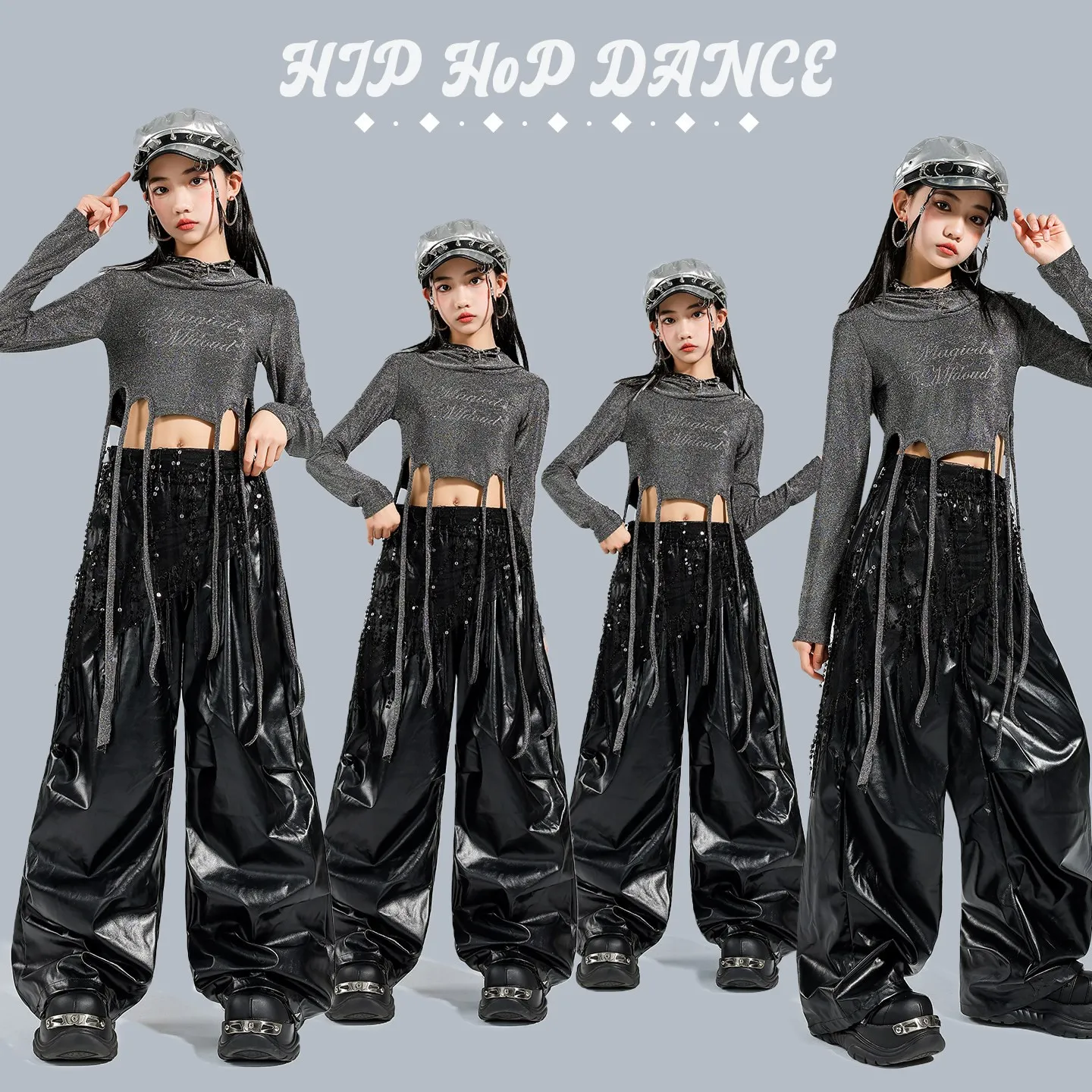 Новый Kpop джазовый танцевальный костюм для девочек, топы с капюшоном и пупком, мешковатые кожаные брюки с длинными рукавами, одежда для выступлений в стиле хип-хоп, BL18191
Новый Kpop джазовый танцевальный костюм для девочек, топы с капюшоном и пупком, мешковатые кожаные брюки с длинными рукавами, одежда для выступлений в стиле хип-хоп, BL18191