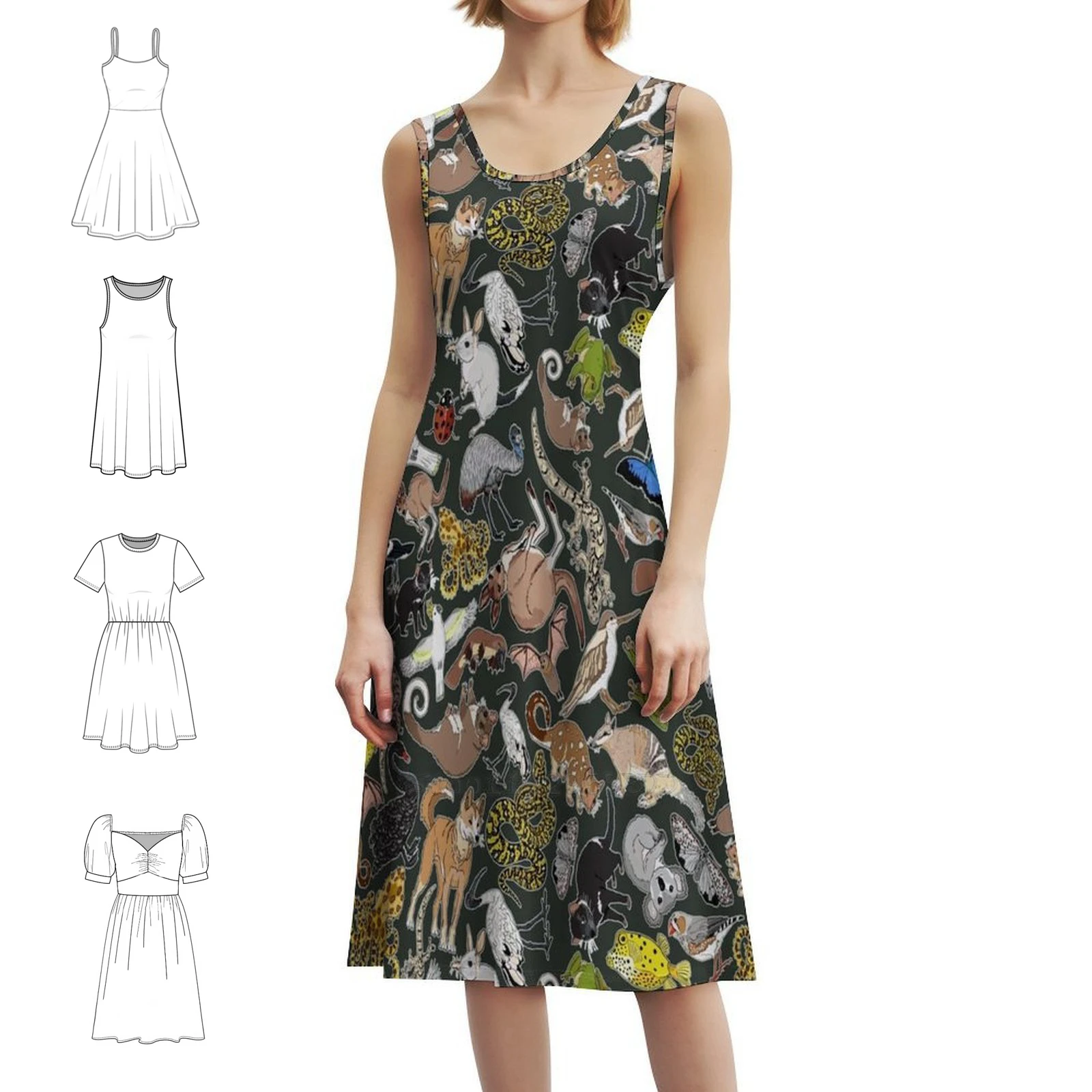 Fauna Australiana Scatter-Bottle Зеленое женское элегантное вечернее платье Платье трапециевидной формы с короткими/длинными/без рукавов вариантами Fauna
Fauna Australiana Scatter-Bottle Зеленое женское элегантное вечернее платье Платье трапециевидной формы с короткими/длинными/без рукавов вариантами Fauna