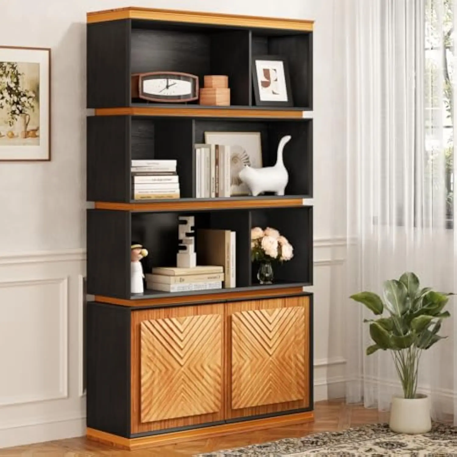 70 Inches Tall Bookshelf 5 Tier Bookcase with Storage Cabinet Wood Book Shelf with Doors for Bedroom Home Office Corner Storag
70 Inches Tall Bookshelf 5 Tier Bookcase with Storage Cabinet Wood Book Shelf with Doors for Bedroom Home Office Corner Storag