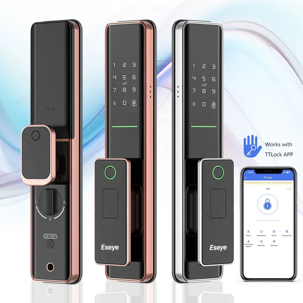 Eseye Waterproof OEM Lock Factory Electric Door Lock Smart TTLock APP Digital Biometric Home Apartment Office Door Lock
Eseye Waterproof OEM Lock Factory Electric Door Lock Smart TTLock APP Digital Biometric Home Apartment Office Door Lock