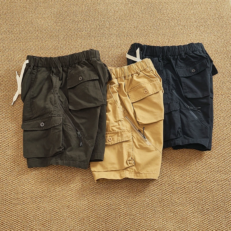 2025 летние новые тканые шорты-карго в американском стиле ретро с несколькими карманами, мужские повседневные прямые брюки Amekaji из 100% хлопка с 5 точками 
2025 летние новые тканые шорты-карго в американском стиле ретро с несколькими карманами, мужские повседневные прямые брюки Amekaji из 100% хлопка с 5 точками
