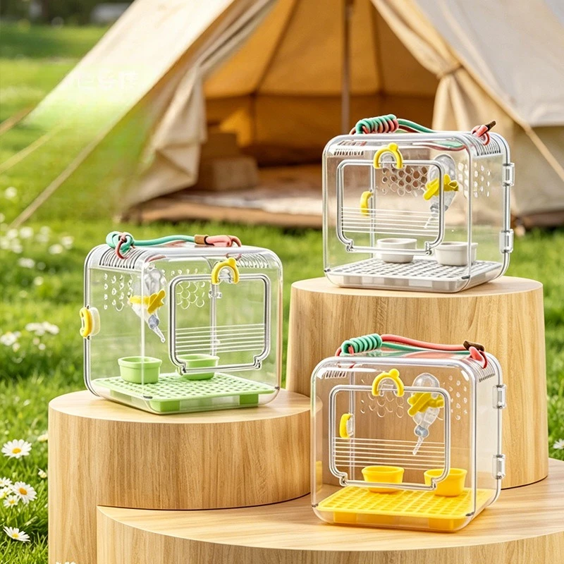 Portable Bird Cages with Water Feeder Bowl Breathable Outdoor Full View Transparent Hand‑held Parrot Cage Bird Accessories
Portable Bird Cages with Water Feeder Bowl Breathable Outdoor Full View Transparent Hand‑held Parrot Cage Bird Accessories
