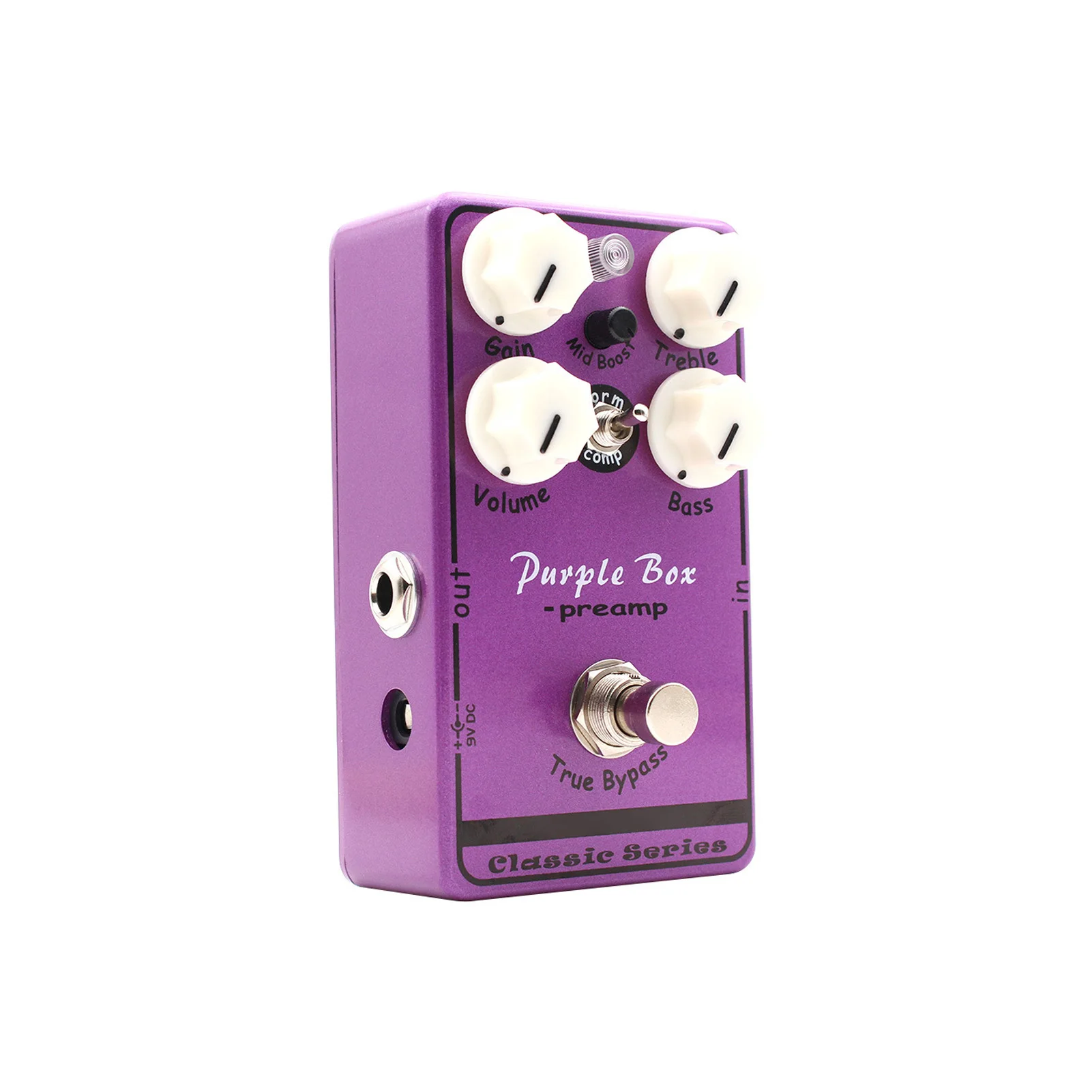 MOSKYAUDIO Guitar Effects Pedal Purple Box Overdrive Preamp Boost Compressor Wide Dynamic Tone Control True Bypass Metal Electri