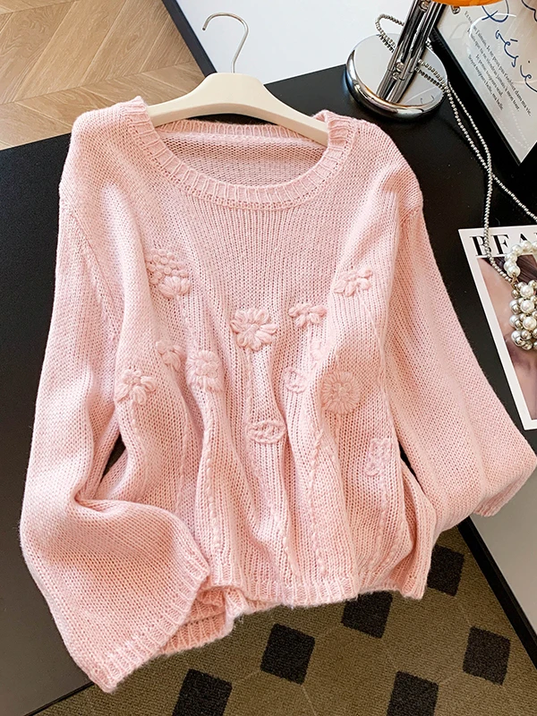 Handmade Knitted round Ne Loose Top Women's Autumn New Sle Aosphere Sensation Hook Flower 3D Texture Knitwear
Handmade Knitted round Ne Loose Top Women's Autumn New Sle Aosphere Sensation Hook Flower 3D Texture Knitwear