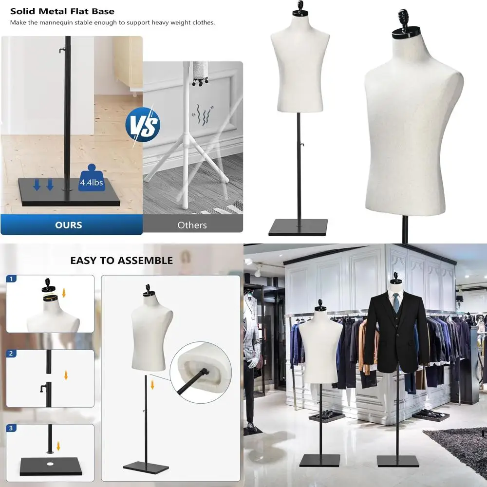Adjustable Height Beige Male Mannequin with Wood Stand for Clothing Display and Sewing
Adjustable Height Beige Male Mannequin with Wood Stand for Clothing Display and Sewing