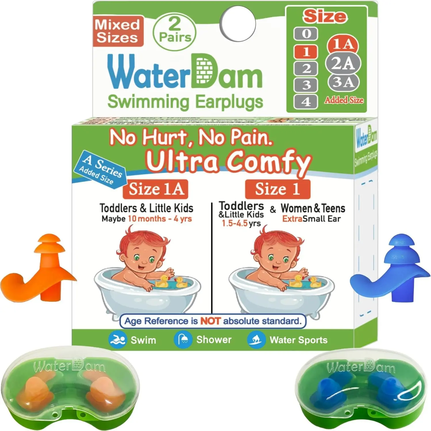 Swimming Ear Plugs Ultra Comfy Silicone for Toddlers Kids Women Teens with Mixed Sizes
Swimming Ear Plugs Ultra Comfy Silicone for Toddlers Kids Women Teens with Mixed Sizes