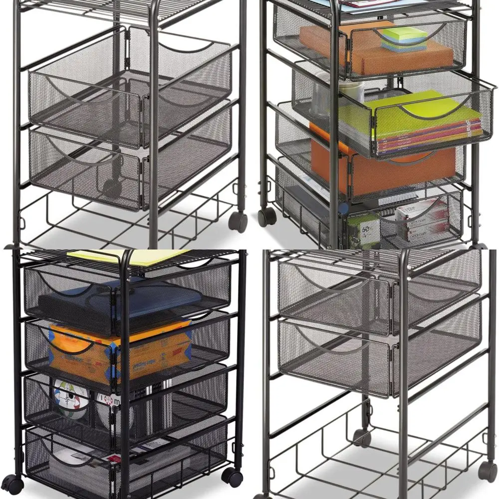 Letter-Size Steel Mesh Rolling File Cart, 4 Drawers, Durable Construction
Letter-Size Steel Mesh Rolling File Cart, 4 Drawers, Durable Construction