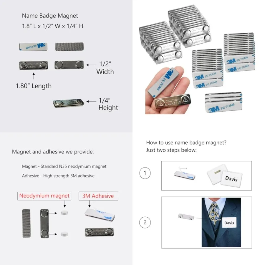 Magnetic Name Tag Holders with Strong Neodymium Magnets for Securely Attaching ID Badges, Name Tags, and Accessories, Super Str
Magnetic Name Tag Holders with Strong Neodymium Magnets for Securely Attaching ID Badges, Name Tags, and Accessories, Super Str