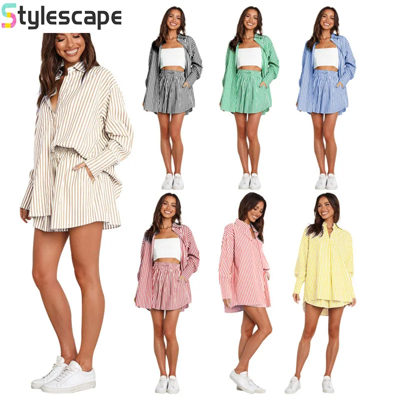 European and American Spring and Summer Commuting Casual Suit Fashionable Women's Shirt Striped Long Sleeved Two-piece Set
European and American Spring and Summer Commuting Casual Suit Fashionable Women's Shirt Striped Long Sleeved Two-piece Set