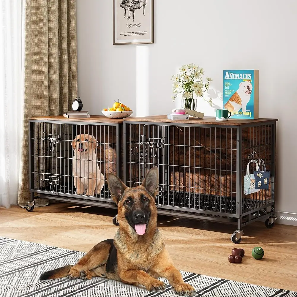 Dog Crate Furniture, 27.2"" Wooden Dog Kennel With Wheels & Double Doors, Dog Cage End Table Upgraded, Indoor Dog Crate House
Dog Crate Furniture, 27.2"" Wooden Dog Kennel With Wheels & Double Doors, Dog Cage End Table Upgraded, Indoor Dog Crate House