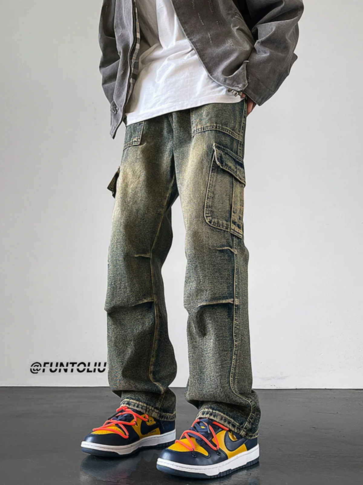 Retro Waed Blue Denim Jeans Men's American High Street Sle Straight Leg Workwear Trousers Cool Trendy Brand Youthful
Retro Waed Blue Denim Jeans Men's American High Street Sle Straight Leg Workwear Trousers Cool Trendy Brand Youthful