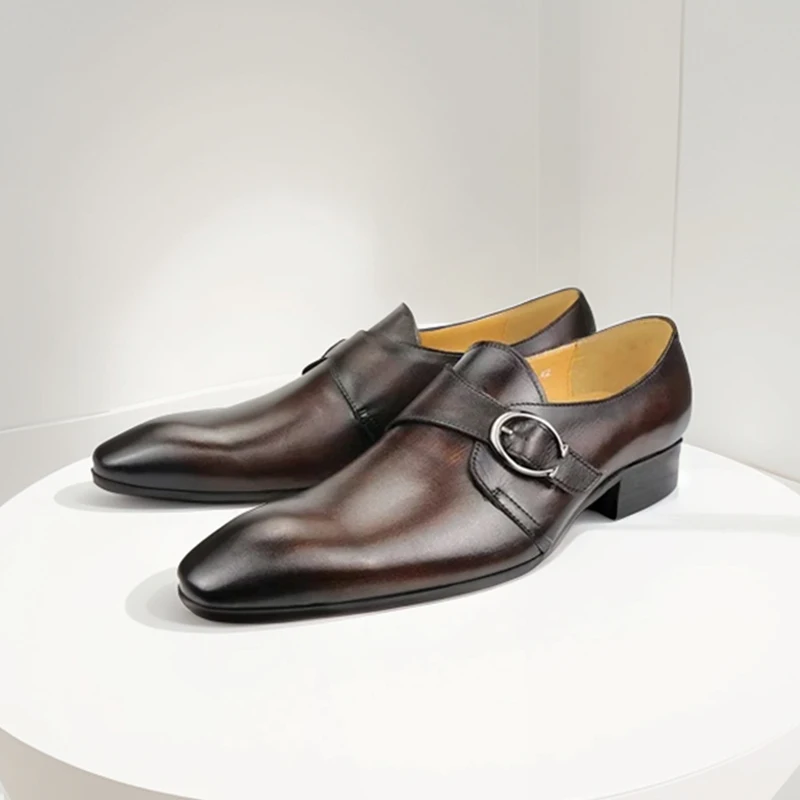 Slip-Ons Loafers Men Cow Leather Pointed Toe Buckle Strap Decoration Flats Dress Office Wedding Shoes Handmade
Slip-Ons Loafers Men Cow Leather Pointed Toe Buckle Strap Decoration Flats Dress Office Wedding Shoes Handmade