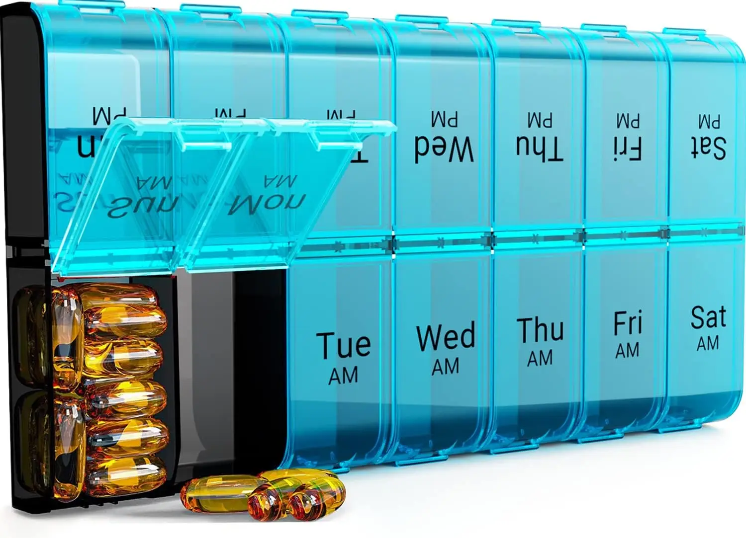 XL 7-Day Pill Organizer 2 Times a Day, Large Weekly AM PM Pill Case, Oversized Medicine Container for Vitamins, Cyan
XL 7-Day Pill Organizer 2 Times a Day, Large Weekly AM PM Pill Case, Oversized Medicine Container for Vitamins, Cyan